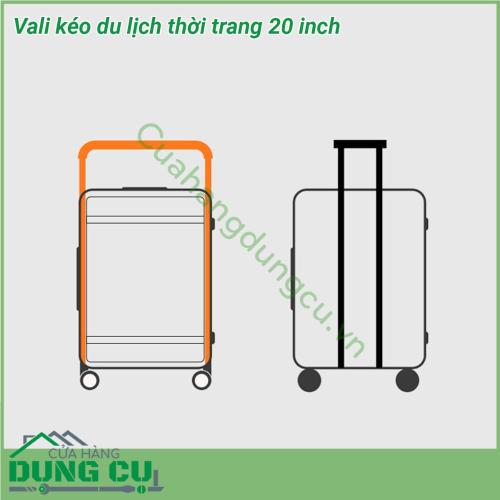 Vali kéo du lịch thời trang 20 inch chịu lực tốt chống trầy màu sắc trẻ trung nhựa ABS siêu nhẹ và siêu bền đáp ứng đầy đủ nhu cầu sử dụng của người dùng  Ngăn chứa đồ thông minh dễ dàng phân tách đồ đạc Bánh xe kép xoay 360 độ linh hoạt di chuyển mọi địa hình