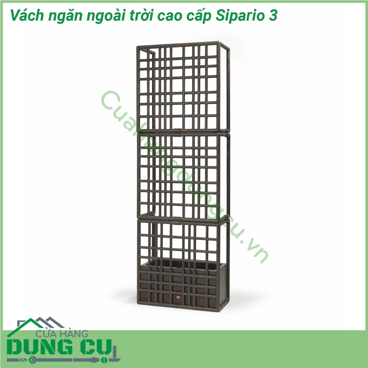 Vách ngăn ngoài trời cao cấp Sipario 3 là một hệ thống vách ngăn mô-đun để sử dụng ngoài trời làm bằng nhựa tái sinh với chậu cây tự tưới  Với thiết kế lưới bất đối xứng các mô-đun cho phép bạn tạo các bố cục tuyến tính phân chia và cong giúp bạn có thể phân chia không gian một cách dễ dàng