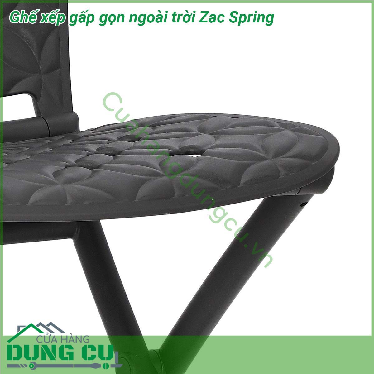 Ghế xếp gấp gọn ngoài trời Zac Spring nhiều màu sắc và hiện đại được làm bằng Polypropylene sợi thủy tinh một vật liệu kỹ thuật thế hệ mới nhất rất bền và đàn hồi  Ghế có lưng và mặt ngồi với thiết kế hình học được chạm khắc và đục lỗ dễ dàng gấp gọn để tiết kiệm diện tích và dễ dàng cất giữ khi không sử dụng