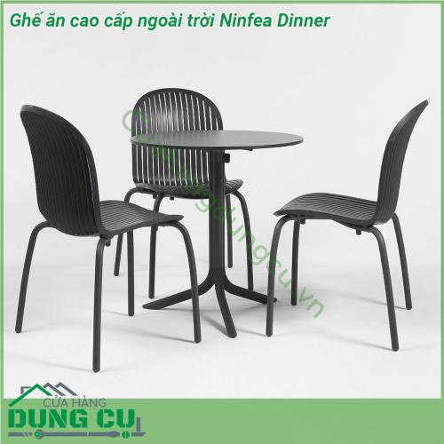 Ghế ăn cao cấp ngoài trời Ninfea Dinner lấy cảm hứng từ những bông hoa nước với thân bằng nhựa sợi thủy tinh và chân cong bằng nhôm hoàn thiện mờ Ghế Ninfea Relax có thể xếp chồng lên nhau và dễ bảo trì… Bạn có thể sử dụng chúng cho mọi không gian sân vườn ghế cho khu vực hồ bơi resort ghế sân thượng…