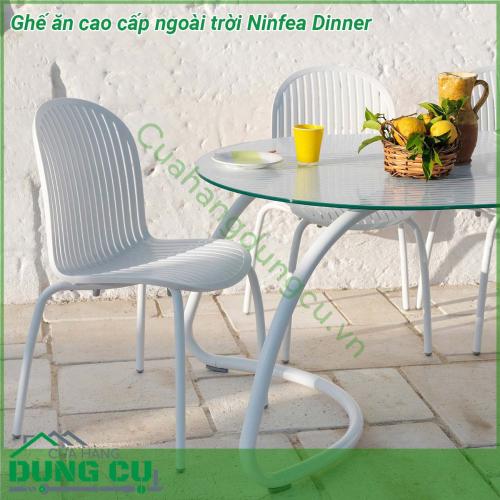 Ghế ăn cao cấp ngoài trời Ninfea Dinner lấy cảm hứng từ những bông hoa nước với thân bằng nhựa sợi thủy tinh và chân cong bằng nhôm hoàn thiện mờ Ghế Ninfea Relax có thể xếp chồng lên nhau và dễ bảo trì… Bạn có thể sử dụng chúng cho mọi không gian sân vườn ghế cho khu vực hồ bơi resort ghế sân thượng…