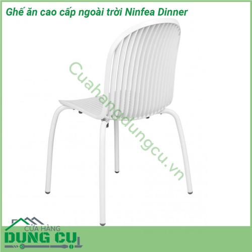 Ghế ăn cao cấp ngoài trời Ninfea Dinner lấy cảm hứng từ những bông hoa nước với thân bằng nhựa sợi thủy tinh và chân cong bằng nhôm hoàn thiện mờ Ghế Ninfea Relax có thể xếp chồng lên nhau và dễ bảo trì… Bạn có thể sử dụng chúng cho mọi không gian sân vườn ghế cho khu vực hồ bơi resort ghế sân thượng…