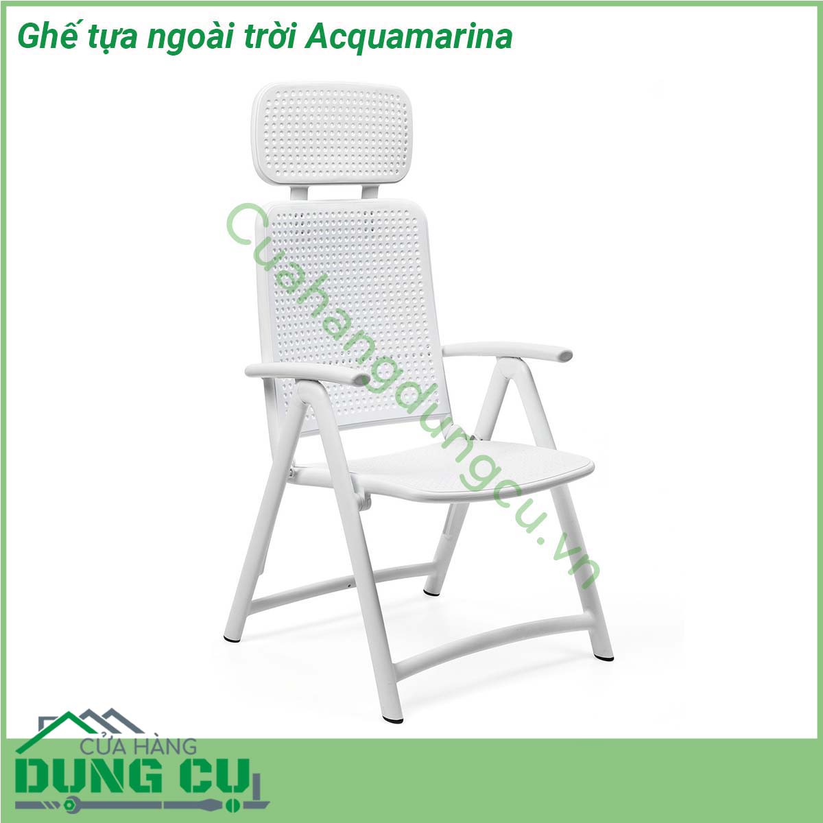 Ghế tựa ngoài trời Acquamarina sử dụng chất liệu nhựa sợi thủy tinh cao cấp có phụ gia chống tia UV chịu lực thời tiết khắc nghiệt cực kỳ tốt Ghế có thể điều chỉnh tới 4 độ dốc khác nhau trang bị thêm tựa đầu êm ái đem đến cho người dùng những trải nghiệm thoải mái và thư thái