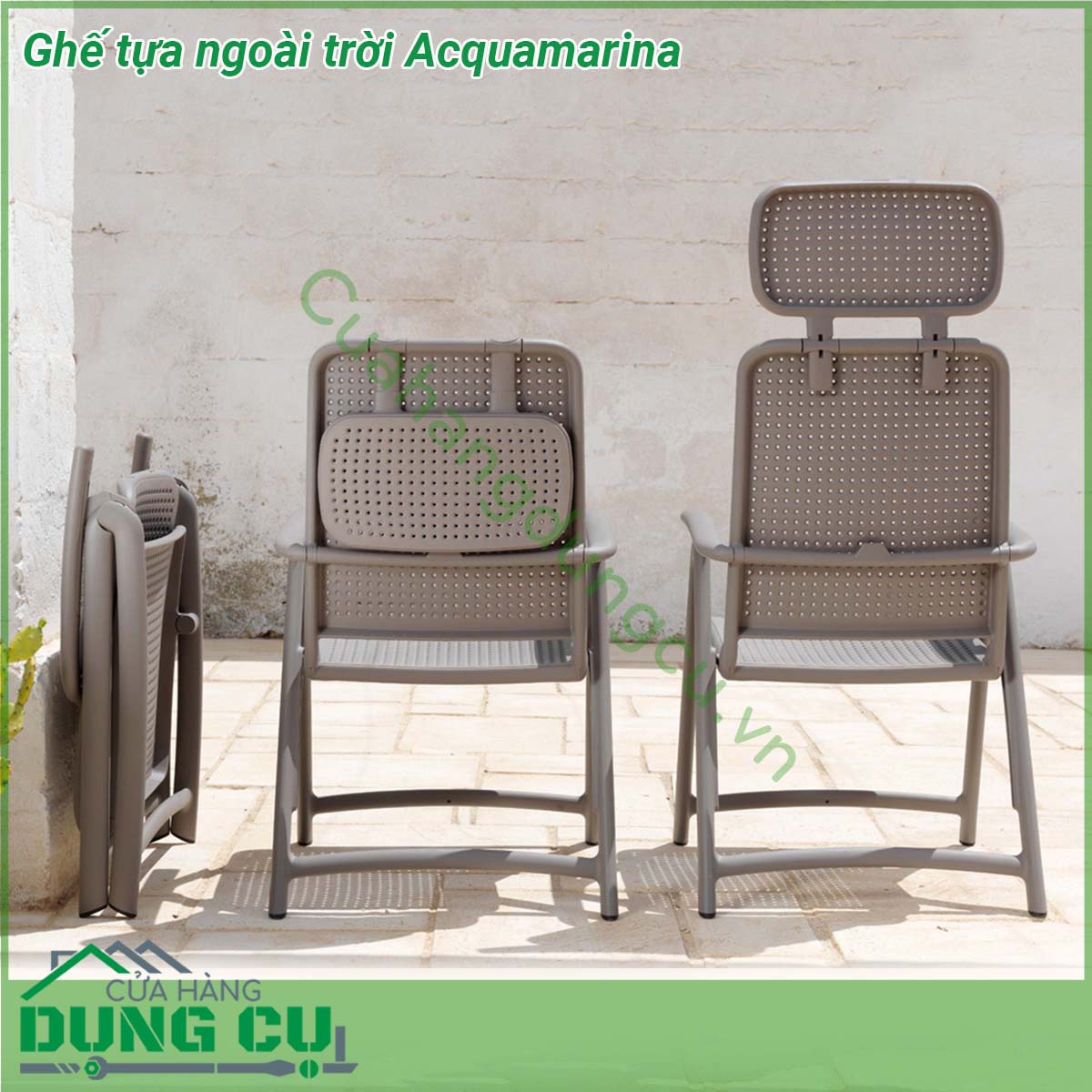 Ghế tựa ngoài trời Acquamarina sử dụng chất liệu nhựa sợi thủy tinh cao cấp có phụ gia chống tia UV chịu lực thời tiết khắc nghiệt cực kỳ tốt Ghế có thể điều chỉnh tới 4 độ dốc khác nhau trang bị thêm tựa đầu êm ái đem đến cho người dùng những trải nghiệm thoải mái và thư thái