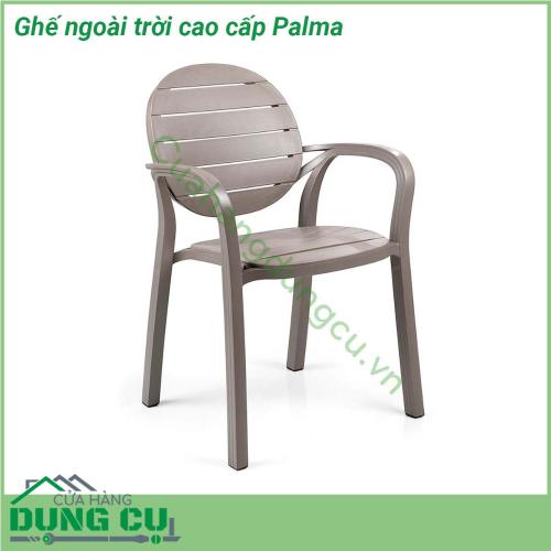 Ghế ngoài trời cao cấp Palma được làm từ chất liệu Polypropylene pha sợi thủy tinh cao cấp được xử lý tia UV chịu được thời tiết mưa nắng khắc nghiệt thích hợp với sân vườn ngoài trời