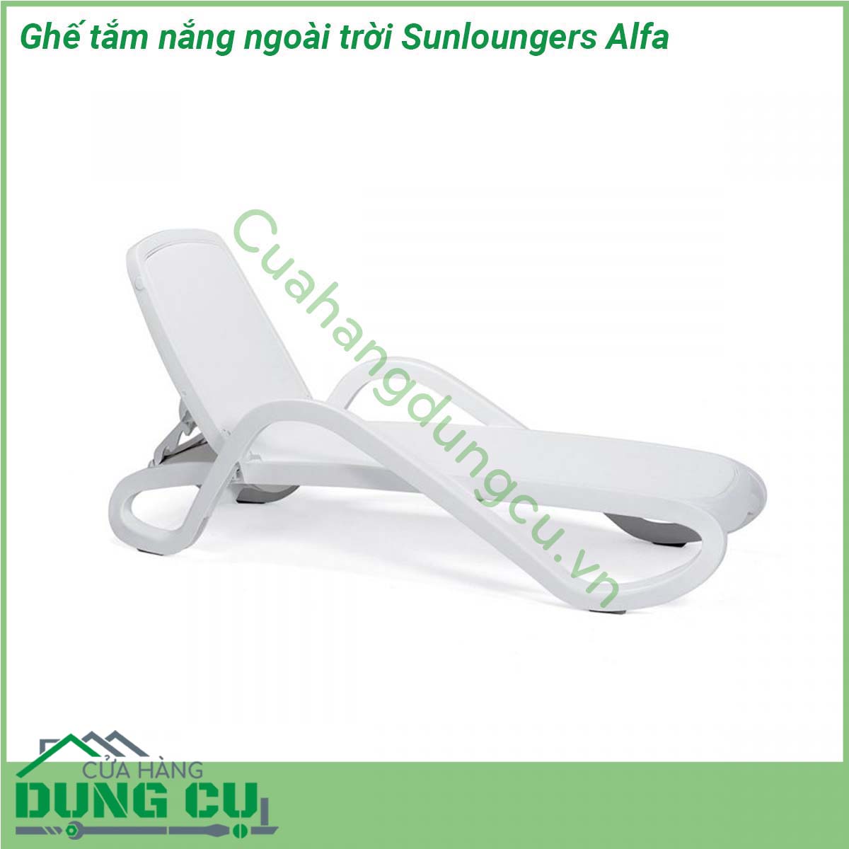 Ghế tắm nắng ngoài trời Sunloungers Alfa với khung được làm từ các hạt nhựa ABS nguyên sinh có độ cứng cao chống ăn mòn cách điện và không thấm nước Độ bền cao  mặt ghế bằng vải sợi cao cấp không thấm nước không ẩm mốc khó phai màu bền đẹp sau thời gian dài sử dụng