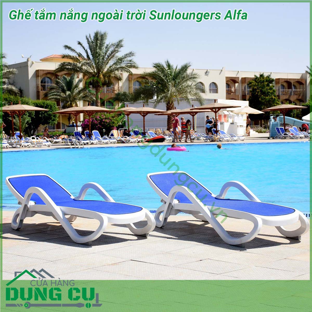 Ghế tắm nắng ngoài trời Sunloungers Alfa với khung được làm từ các hạt nhựa ABS nguyên sinh có độ cứng cao chống ăn mòn cách điện và không thấm nước Độ bền cao  mặt ghế bằng vải sợi cao cấp không thấm nước không ẩm mốc khó phai màu bền đẹp sau thời gian dài sử dụng