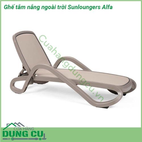 Ghế tắm nắng ngoài trời Sunloungers Alfa với khung được làm từ các hạt nhựa ABS nguyên sinh có độ cứng cao chống ăn mòn cách điện và không thấm nước Độ bền cao  mặt ghế bằng vải sợi cao cấp không thấm nước không ẩm mốc khó phai màu bền đẹp sau thời gian dài sử dụng