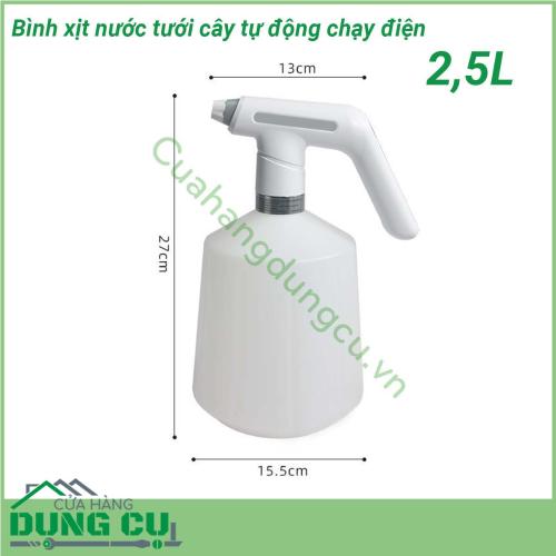 Bình xịt nước tưới cây tự động chạy điện đa năng 2 5L được làm hoàn toàn bằng nhựa cao cấp ABS với độ bền vượt trội tích hợp công nghệ bơm tự động với hai chế độ phun cột nước và sương mù nhỏ giúp sản phẩm phun sương mạnh mẽ