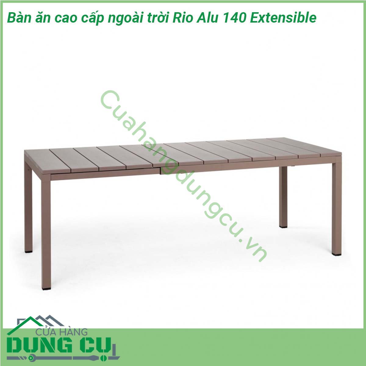 Bàn ăn cao cấp ngoài trời Rio Alu 140 Extensible được làm bằng chất liệu nhôm phủ coated aluminium cao cấp  Một mẫu bàn thông minh có khả năng thay đổi chiều dài bàn với một thao tác nhẹ nhàng phù hợp yêu cầu không gian và diện tích Đường nét thiết kế mạnh mẽ tinh tế và sang trọng