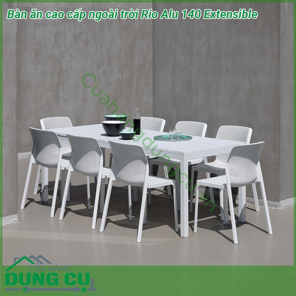 Bàn ăn cao cấp ngoài trời Rio Alu 140 Extensible được làm bằng chất liệu nhôm phủ coated aluminium cao cấp  Một mẫu bàn thông minh có khả năng thay đổi chiều dài bàn với một thao tác nhẹ nhàng phù hợp yêu cầu không gian và diện tích Đường nét thiết kế mạnh mẽ tinh tế và sang trọng