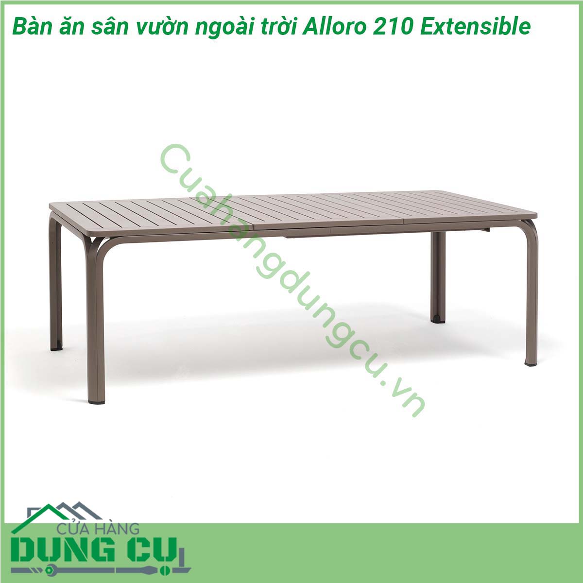 Bàn ăn sân vườn ngoài trời Alloro 210 Extensible một mẫu bàn thông minh có khả năng thay đổi chiều dài bàn với một thao tác nhẹ nhàng phù hợp yêu cầu không gian và diện tích Đường nét thiết kế mạnh mẽ tinh tế và sang trọng