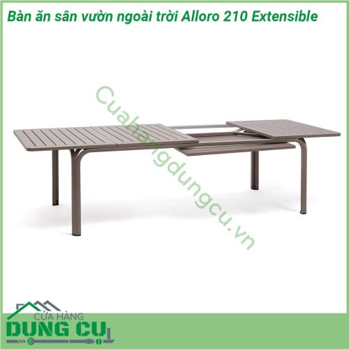 Bàn ăn sân vườn ngoài trời Alloro 210 Extensible một mẫu bàn thông minh có khả năng thay đổi chiều dài bàn với một thao tác nhẹ nhàng phù hợp yêu cầu không gian và diện tích Đường nét thiết kế mạnh mẽ tinh tế và sang trọng