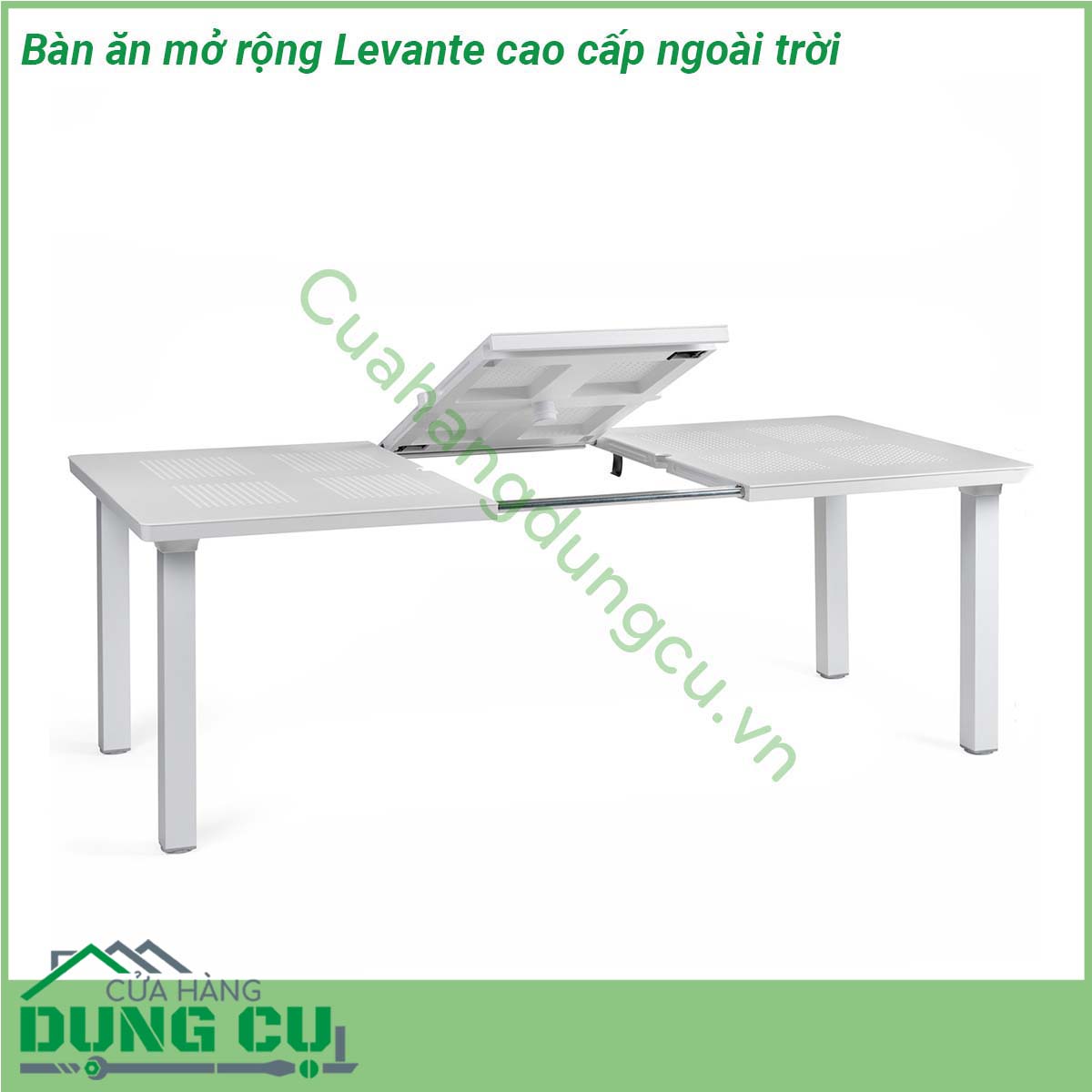 Bàn ăn mở rộng Levante cao cấp ngoài trời là sản phẩm được thiết kế với kiểu dáng sang trọng cao cấp nhưng vẫn trở nên tối giản thích hợp cho mọi không gian Sản phẩm bàn sân vườn này được nhập khẩu từ Ý mang một nét đẹp vừa cổ điển vừa hiện đại