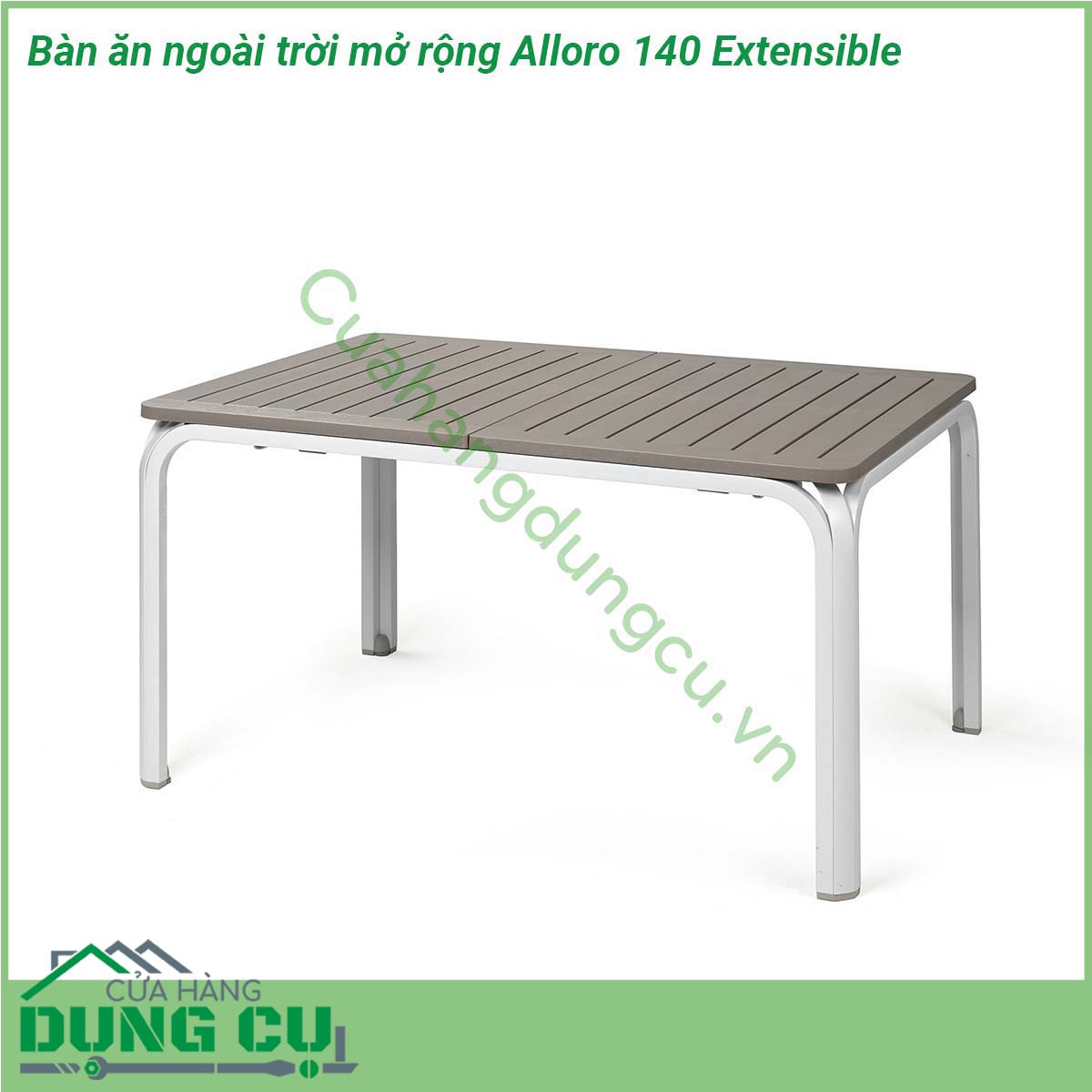 Bàn ăn ngoài trời mở rộng Alloro 140 Extensible có thiết kế sang trọng và đẹp mắt với kiểu dáng chân độc đáo bề mặt thông thoáng dễ dàng vệ sinh lau chùi…Rất phù hợp cho không gian ngoài trời sân vườn sân thượng…