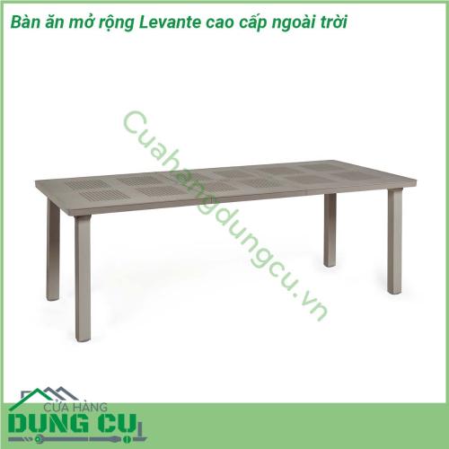 Bàn ăn mở rộng Levante cao cấp ngoài trời là sản phẩm được thiết kế với kiểu dáng sang trọng cao cấp nhưng vẫn trở nên tối giản thích hợp cho mọi không gian Sản phẩm bàn sân vườn này được nhập khẩu từ Ý mang một nét đẹp vừa cổ điển vừa hiện đại