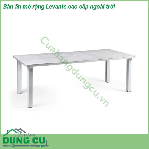 Bàn ăn mở rộng Levante cao cấp ngoài trời là sản phẩm được thiết kế với kiểu dáng sang trọng cao cấp nhưng vẫn trở nên tối giản thích hợp cho mọi không gian Sản phẩm bàn sân vườn này được nhập khẩu từ Ý mang một nét đẹp vừa cổ điển vừa hiện đại