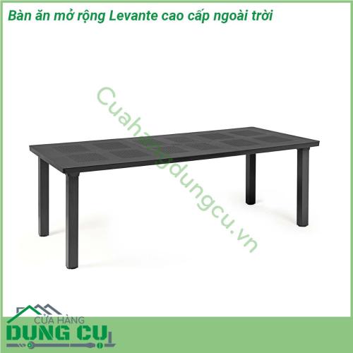 Bàn ăn mở rộng Levante cao cấp ngoài trời là sản phẩm được thiết kế với kiểu dáng sang trọng cao cấp nhưng vẫn trở nên tối giản thích hợp cho mọi không gian Sản phẩm bàn sân vườn này được nhập khẩu từ Ý mang một nét đẹp vừa cổ điển vừa hiện đại