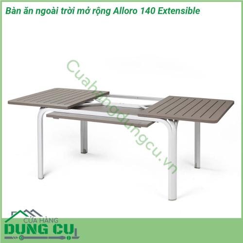 Bàn ăn ngoài trời mở rộng Alloro 140 Extensible có thiết kế sang trọng và đẹp mắt với kiểu dáng chân độc đáo bề mặt thông thoáng dễ dàng vệ sinh lau chùi…Rất phù hợp cho không gian ngoài trời sân vườn sân thượng…