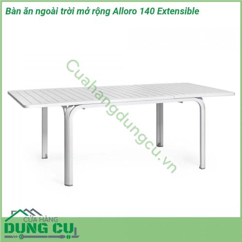 Bàn ăn ngoài trời mở rộng Alloro 140 Extensible có thiết kế sang trọng và đẹp mắt với kiểu dáng chân độc đáo bề mặt thông thoáng dễ dàng vệ sinh lau chùi…Rất phù hợp cho không gian ngoài trời sân vườn sân thượng…