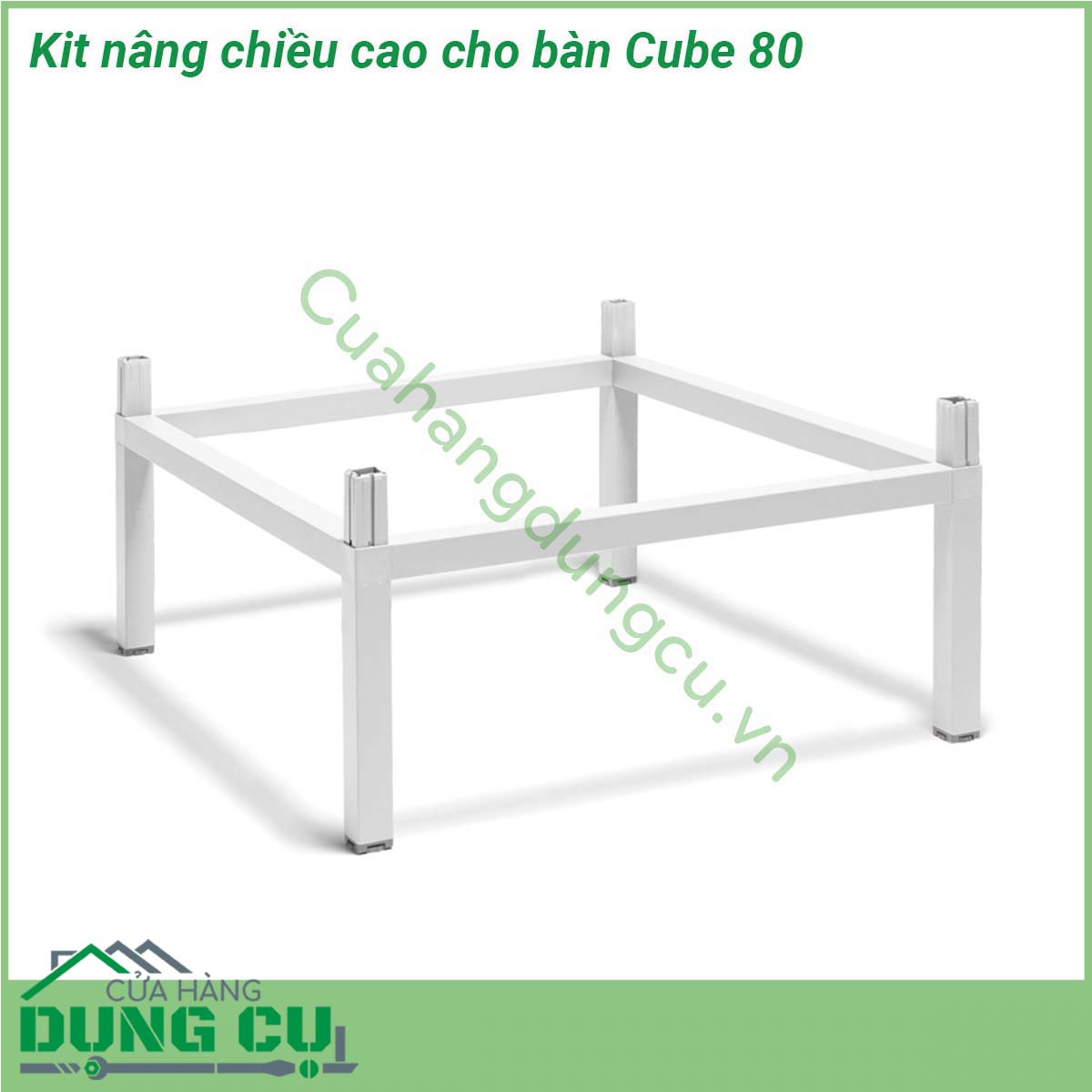 Kit nâng chiều cao cho bàn Cube 80 nâng chiều cao (từ 75 5 cm đến 107 cm) cho Bàn Cube 80  Chân nhôm siêu bền chống trượt chống bạc màu bất chấp thời tiết nắng mưa