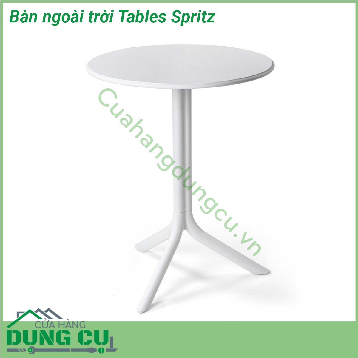 Bàn ngoài trời Tables Spritz được làm từ chất liệu Polypropylene pha sợi thủy tinh cao cấp được xử lý tia UV chịu được thời tiết mưa nắng khắc nghiệt Rất thích hợp với sân vườn ngoài trời