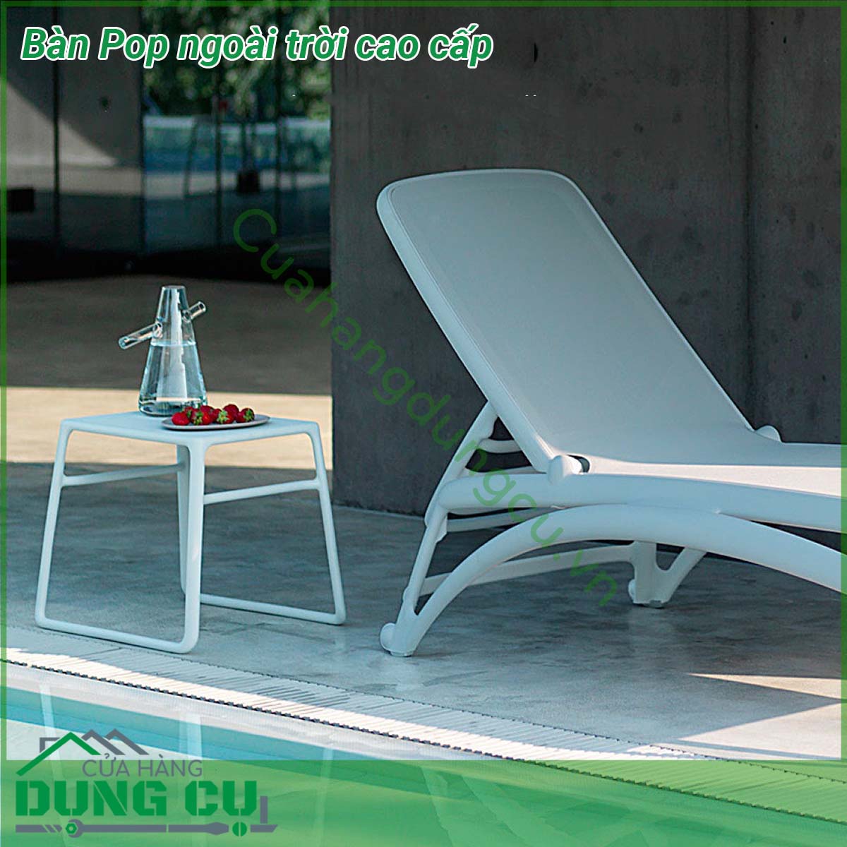 Bàn Pop ngoài trời cao cấp được làm từ chất liệu khung nhựa Polypropylene cao cấp pha sợi thủy tinh chống tia UV giúp cho sản phẩm chịu được tác động từ yếu tố môi trường và thời tiết Phù hợp với nhiều không gian ngoài trời  Bể bơi nhà hàng khách sạn khu vực BBQ