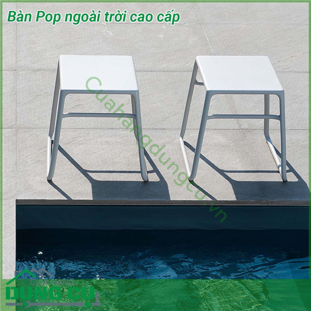 Bàn Pop ngoài trời cao cấp được làm từ chất liệu khung nhựa Polypropylene cao cấp pha sợi thủy tinh chống tia UV giúp cho sản phẩm chịu được tác động từ yếu tố môi trường và thời tiết Phù hợp với nhiều không gian ngoài trời  Bể bơi nhà hàng khách sạn khu vực BBQ