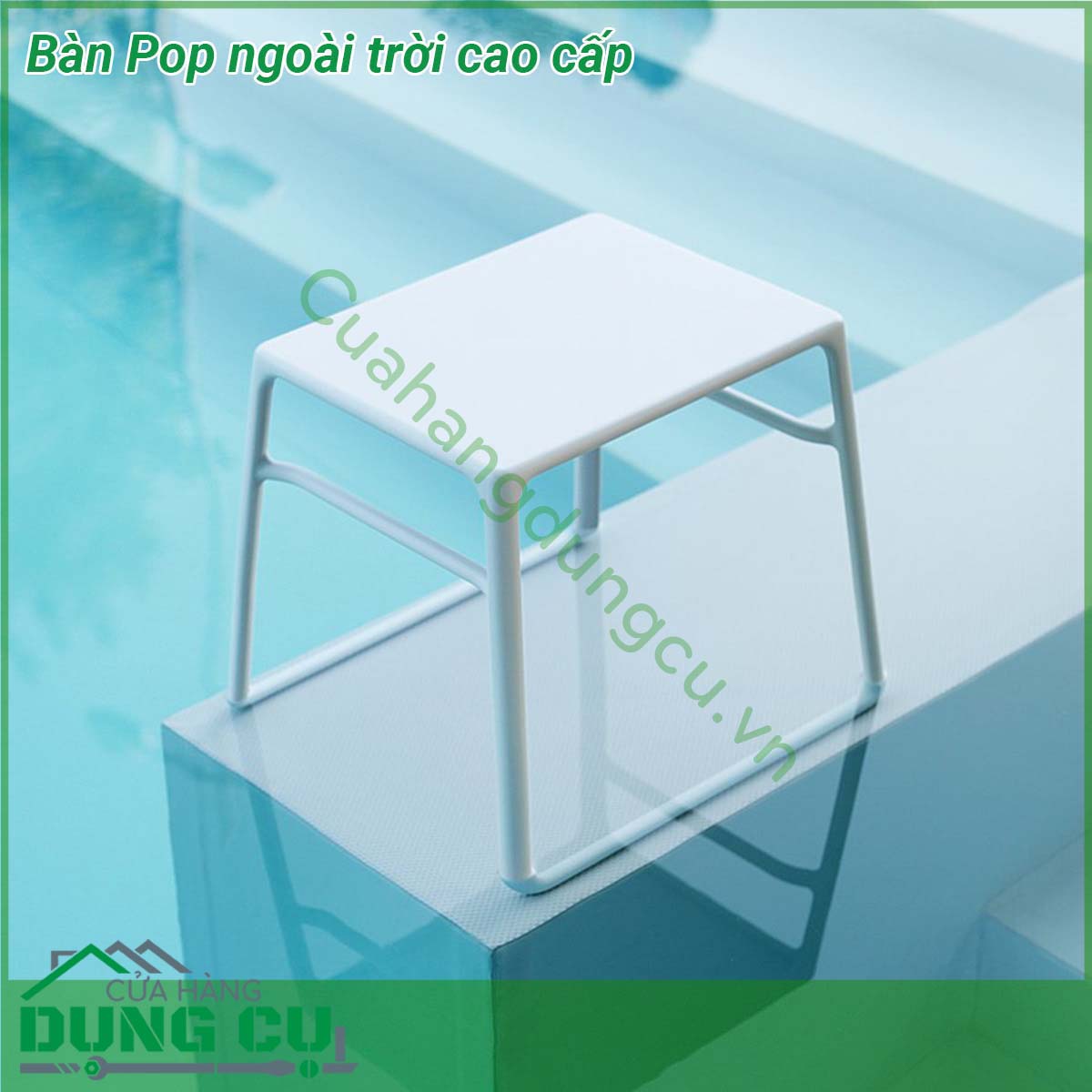 Bàn Pop ngoài trời cao cấp được làm từ chất liệu khung nhựa Polypropylene cao cấp pha sợi thủy tinh chống tia UV giúp cho sản phẩm chịu được tác động từ yếu tố môi trường và thời tiết Phù hợp với nhiều không gian ngoài trời  Bể bơi nhà hàng khách sạn khu vực BBQ