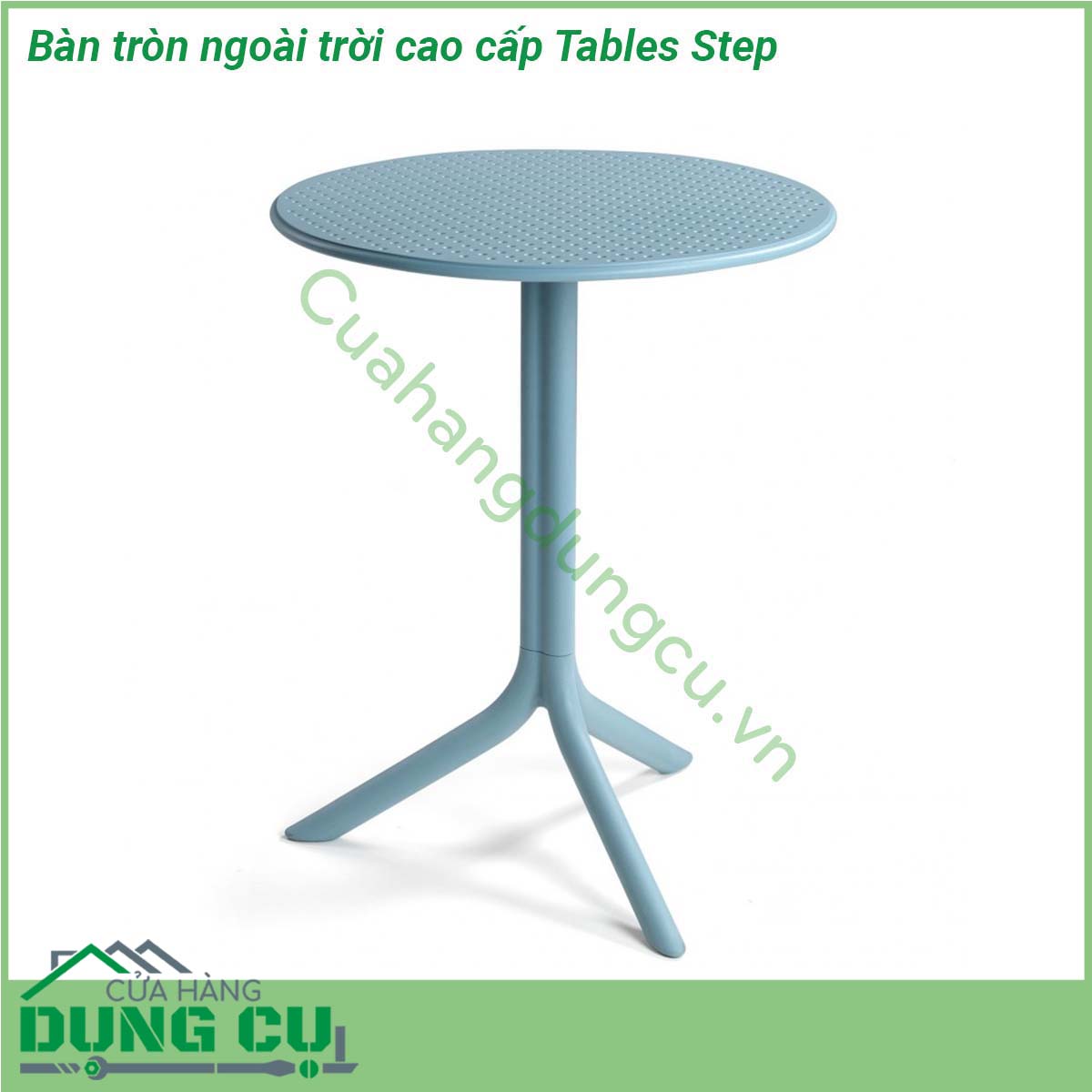 Bàn tròn ngoài trời cao cấp Tables Step với chất liệu nhựa polypropylene sợi thủy tinh với phụ gia chống tia UV thân thiện với môi trường và an toàn cho người sử dụng Bạn có thể sử dụng chúng cho cả không gian nội thất và ngoài thất sân vườn mà không sợ nắng mưa ảnh hưởng