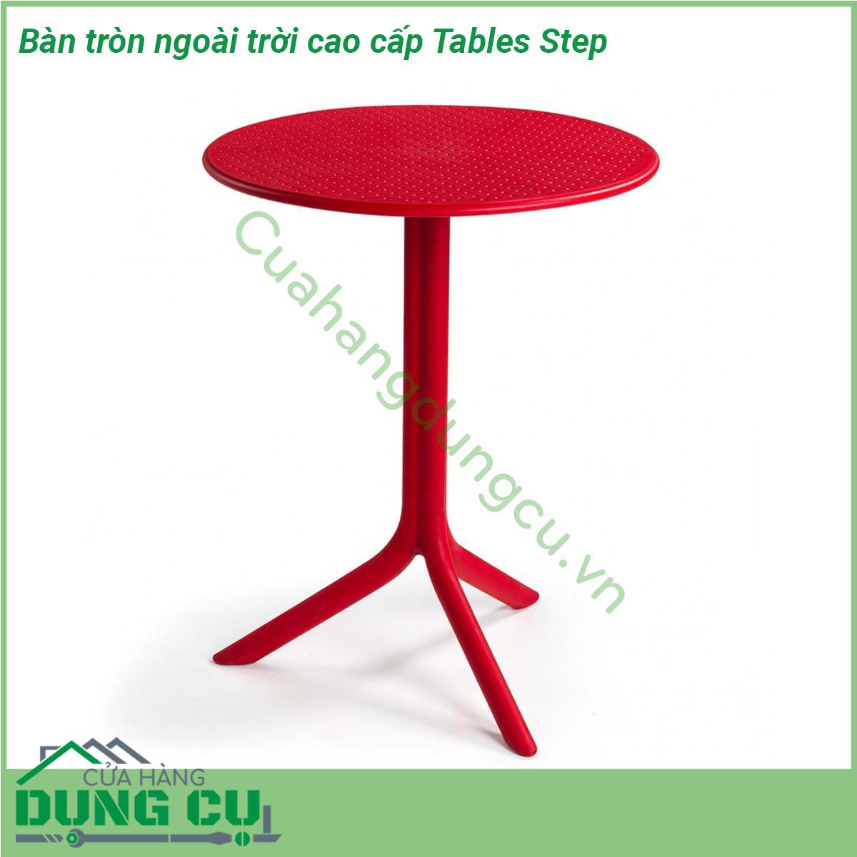 Bàn tròn ngoài trời cao cấp Tables Step với chất liệu nhựa polypropylene sợi thủy tinh với phụ gia chống tia UV thân thiện với môi trường và an toàn cho người sử dụng Bạn có thể sử dụng chúng cho cả không gian nội thất và ngoài thất sân vườn mà không sợ nắng mưa ảnh hưởng