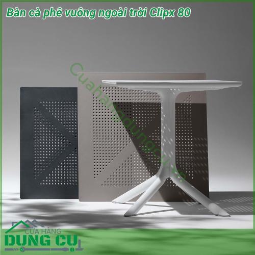 Bàn vuông ngoài trời Clipx 70 được làm từ chất liệu Polypropylene pha sợi thủy tinh cao cấp được xử lý tia UV chịu được thời tiết mưa nắng khắc nghiệt Rất thích hợp với sân vườn ngoài trời