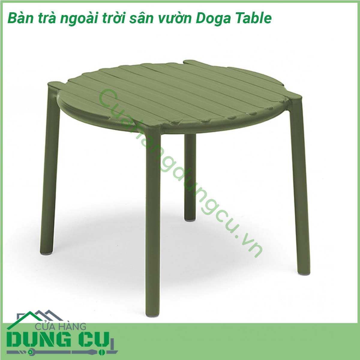 Bàn trà ngoài trời sân vườn Doga Table được làm bằng chất liệu nhựa polypropylene với phụ gia chống tia UV chịu áp suất cao và có khả năng tái chế  Mặt bàn được thiết kế hình tròn thể hiện sự gần gũi nhẹ nhàng Với kích thước nhỏ gọn vô cùng tiện lợi chính là một sự lựa chọn hoàn hảo cho không gian sân vườn ngoài trời