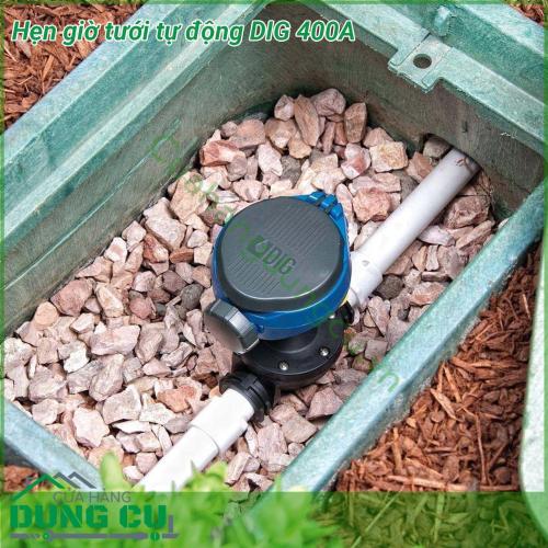 Hẹn giờ tưới tự động DIG 400A thiết kế đồng bộ với công nghệ điện từ hiện đại nhất thiết bị có thể vận hành trong thời gian 3 năm chỉ với 2 viên phin AA alkaline Tránh nước thâm nhập và hoạt động bền bỉ trong môi trường khắc nghiệt DIG 400A serries đơn giản phù hợp cho mọi hệ thống tưới