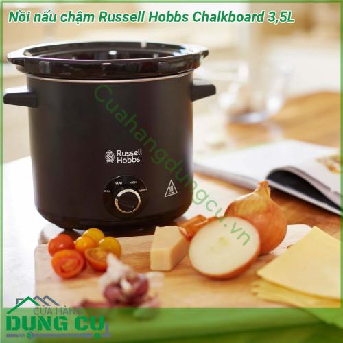 Nồi nấu chậm Russell Hobbs Chalkboard 3 5L có một kích thước khá nhỏ gọn cùng với lớp ngoài đen nhám chống bụi bẩn cực tốt lại linh động có thể tách rời lòng nồi Chưa hết sản phẩm còn là một nơi để người dùng có thể thỏa mãn đam mê sáng tạo