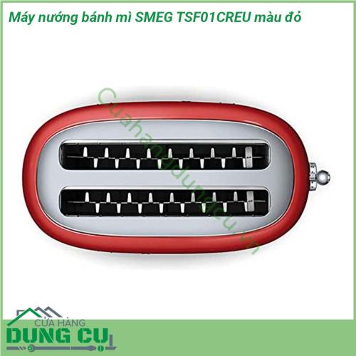 Máy nướng bánh mì SMEG TSF01CREU màu đỏ sản phẩm thuộc bộ sưu tập được thiết kế theo phong cách thập niên 50 Sản phẩm được sản xuất bằng các vật liệu chất lượng cao trên dây chuyền sản xuất hiện đại giúp mang lại cho khách hàng một sản phẩm chất lượng và cực kỳ bắt mắt