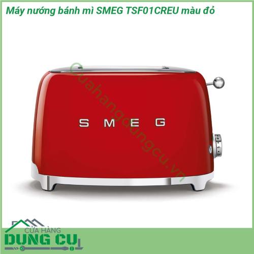 Máy nướng bánh mì SMEG TSF01CREU màu đỏ sản phẩm thuộc bộ sưu tập được thiết kế theo phong cách thập niên 50 Sản phẩm được sản xuất bằng các vật liệu chất lượng cao trên dây chuyền sản xuất hiện đại giúp mang lại cho khách hàng một sản phẩm chất lượng và cực kỳ bắt mắt