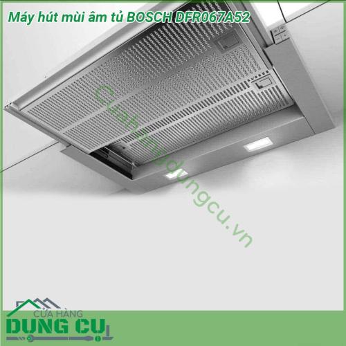 Máy hút mùi âm tủ BOSCH DFR067A52 là thiết bị thông minh giúp loại bỏ mùi khó chịu có thiết kế âm tủ vô cùng tiết kiệm không gian Với chất liệu thép không gỉ cao cấp và thiết kế gọn gàng tiết kiệm diện tích có thể kéo ra khi hút mùi và đẩy vào khi không sử dụng mặt trước của thanh kéo có thể ốp theo chất liệu tủ bếp giúp cả gian tủ bếp đều liền mạch và đồng bộ