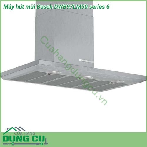 Máy hút mùi Bosch DWB97LM50 series 6 thuộc dòng sản phẩm máy hút mùi Bosch series 6 với thiết kế sang trọng hiện đại phù hợp với mọi không gian bếp Máy được trang bị nhiều tính năng ưu việt cùng với công suất hút lớn trong khi độ ồn siêu êm đảm bảo hút sạch hiệu quả các loại mùi đem lại không gian thoáng đãng cho căn bếp mà không ảnh hưởng đến sinh hoạt gia đình