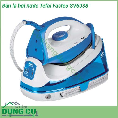 Bàn là hơi nước Tefal Fasteo SV6038 thiết kế đơn giản đẹp mắt mặt đế Easyglide có thể lướt dễ dàng  lướt êm ái trên mặt vải kết hợp công suất lớn giúp bạn ủi được nhiều quần áo hơn