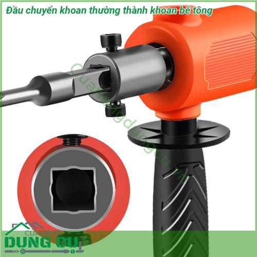 Đầu chuyển khoan thường thành khoan bê tông được thiết kế nhỏ gọn thông minh sáng tạo dễ dàng gắn máy khoan vít thành máy khoan bê tông tiện dụng phù hợp gia đình sử dụng để khoan các lỗ treo tranh ảnh treo đồ đa năng