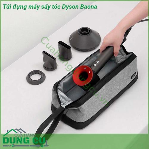 Túi đựng máy sấy tóc Dyson Baona được làm từ chất liệu cao cấp chống bụi và chống thấm nước bảo vệ thiết bị của bạn khỏi nước và bụi bẩn  Túi dày giữ cho sản phẩm an toàn trước tác động bên ngoài chống va đập cao  Lòng túi rộng thoáng thuận tiện cho việc sử dụng và bảo quản sản phẩm