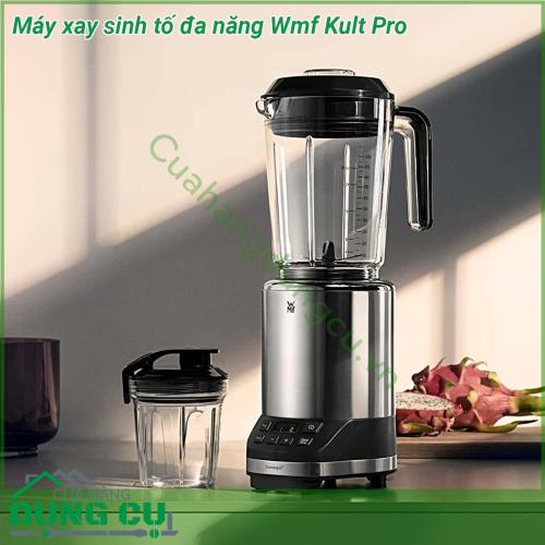 Máy xay sinh tố đa năng Wmf Kult Pro có kích thước thon gọn không quá to và cồng kềnh  Lưỡi dao có 6 cánh được làm từ chất liệu thép không gỉ Cromargan cực kì sắc bạn hoàn toàn có thể làm rất nhiều thứ với chiếc máy xay đa năng này xay sinh tố đá bào xay thịt cá tôm cua nghiền các loại hạt cứng như cà phê lạc…