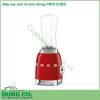 Máy xay sinh tố mini Smeg PBF01CREU được tạo hình cổ điển theo phong cách Retro thập niên 50 kích thước nhỏ gọn Phần thân đế của máy được làm bằng chất liệu Aluminium sơn bóng với màu đỏ rực rỡ nổi bật  