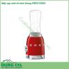 Máy xay sinh tố mini Smeg PBF01CREU được tạo hình cổ điển theo phong cách Retro thập niên 50 kích thước nhỏ gọn Phần thân đế của máy được làm bằng chất liệu Aluminium sơn bóng với màu đỏ rực rỡ nổi bật  