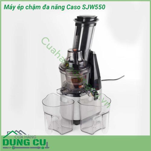 Máy ép chậm đa năng Caso SJW550 sản xuất bằng công nghệ hiện đại với chất liệu vỏ nhôm cao cấp chắc chắn nên loại máy ép chậm này hoạt động ổn định có tuổi thọ cao hơn và bền bỉ gấp 5 lần so với thông thường Máy ép chậm Caso Sjw 550 hoạt động dựa trên động cơ có công suất 240W cho phép vận hành êm ái mà không để lại tiếng ồn Chuyển động nhẹ nhàng không rung lắc hoặc quá nóng trong quá trình sử dụng  