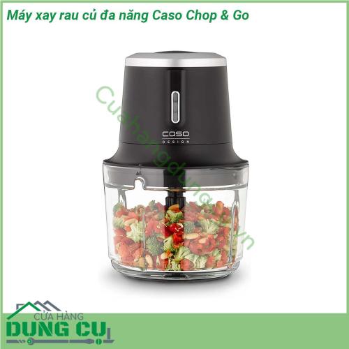 Máy xay rau củ đa năng Caso Chop Go được làm bằng thép không gỉ chất lượng cao Máy xay thịt rau củ quả Caso được trang bị 4 lưỡi dao làm bằng thép không gỉ có thể dùng để xay mọi loại rau củ quả hạt gia vị cho hiệu quả tối đa thức ăn được cắt thái nhỏ đồng đều