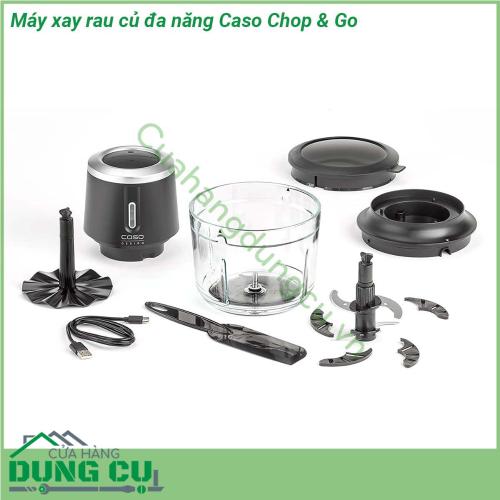 Máy xay rau củ đa năng Caso Chop Go được làm bằng thép không gỉ chất lượng cao Máy xay thịt rau củ quả Caso được trang bị 4 lưỡi dao làm bằng thép không gỉ có thể dùng để xay mọi loại rau củ quả hạt gia vị cho hiệu quả tối đa thức ăn được cắt thái nhỏ đồng đều