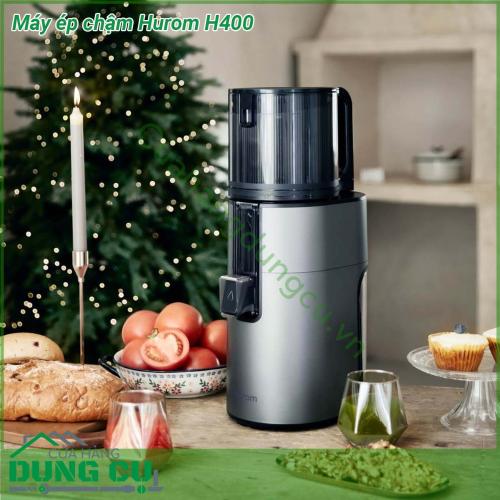 Máy ép chậm Hurom H400 được ưa chuộng với thiết kế đẹp sang trọng cùng động cơ máy bền bỉ giữ được độ nguyên chất của trái cây rau củ quả hoạt động liên tục 30 phút với công suất 150w