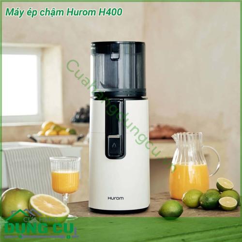 Máy ép chậm Hurom H400 được ưa chuộng với thiết kế đẹp sang trọng cùng động cơ máy bền bỉ giữ được độ nguyên chất của trái cây rau củ quả hoạt động liên tục 30 phút với công suất 150w